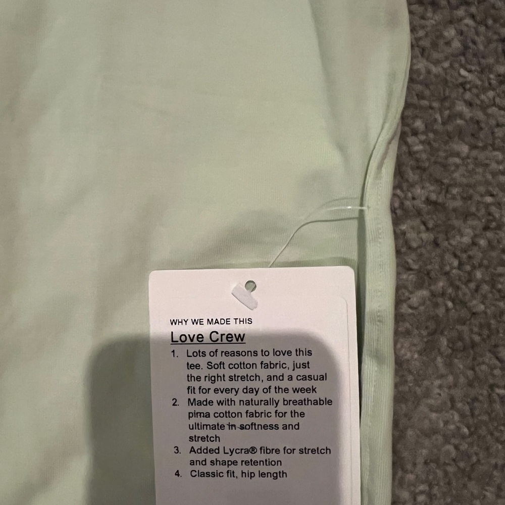 Nwt lululemon athletica Mint Short Sleeve Tee- love tee - Picture 3 of 5